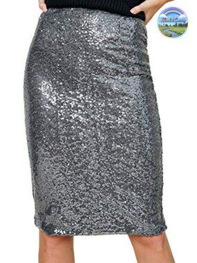 High Waist Sequin Midi Pencil Skirt Cocktail Party